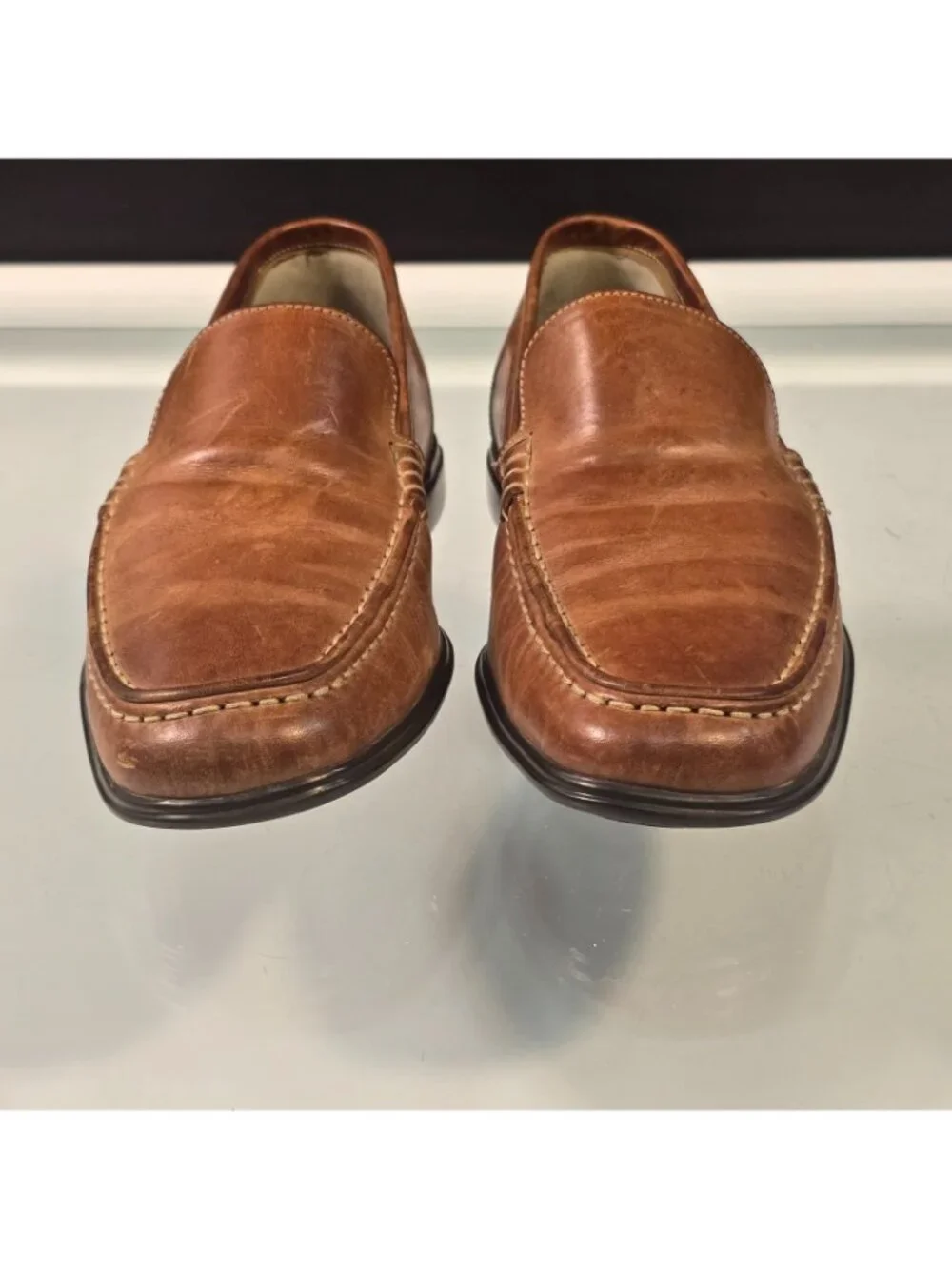 Cole Haan NikeAir Slip On Loafers Sz 7 Brown Leather Classic Preppy Italy